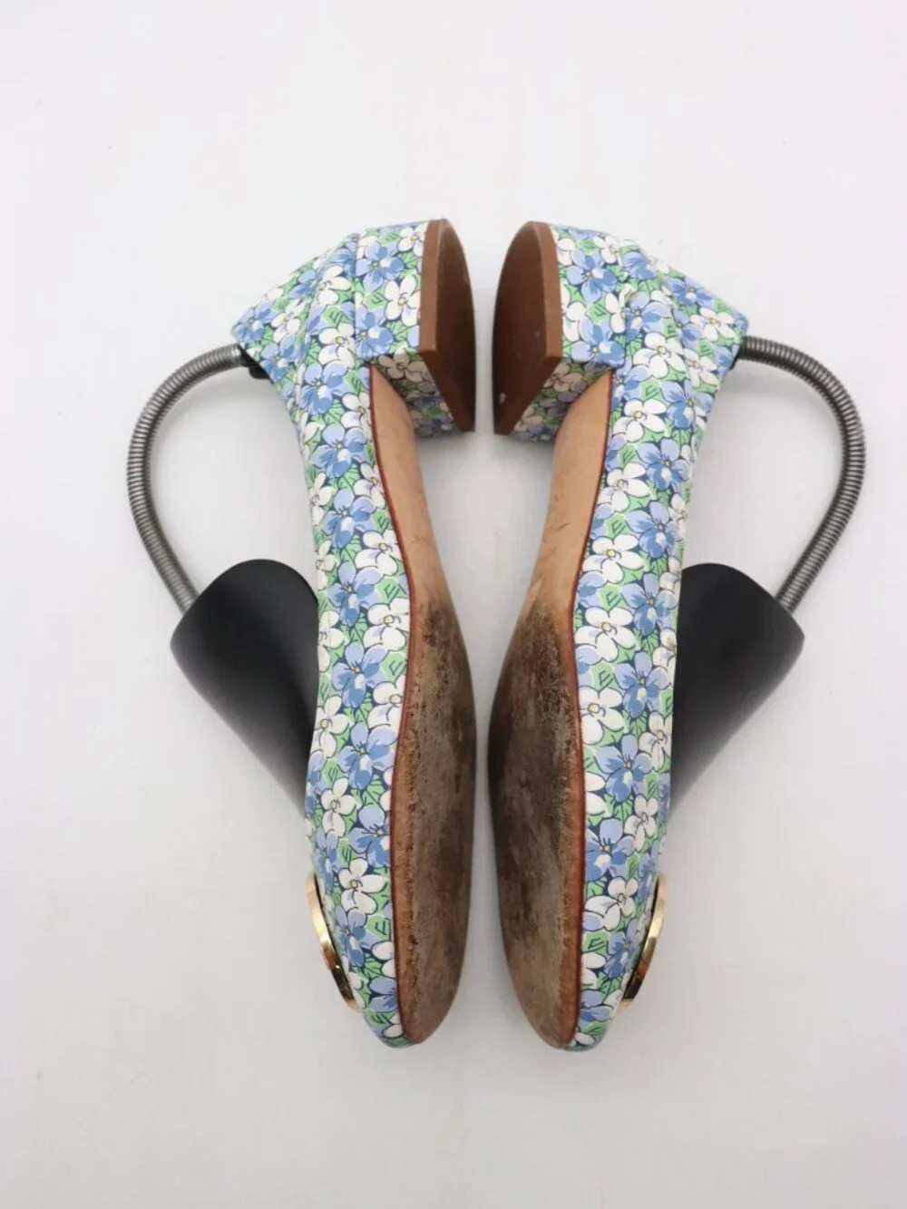 Tory Burch Benton 2 Gold Logo Women's Size 10 M Floral Leather Casual Shoes